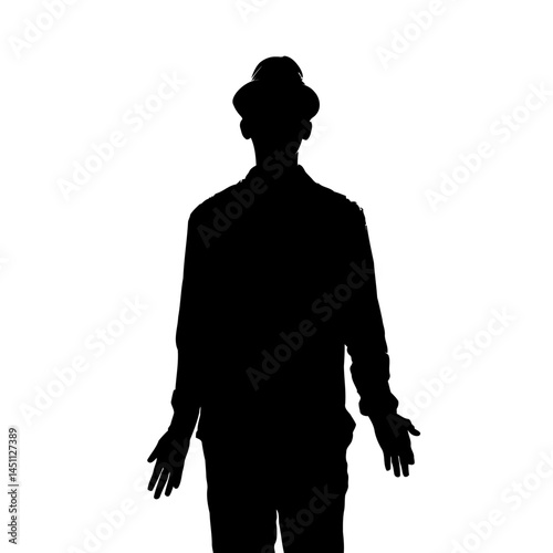 Solid black silhouette of a hypnotist mesmerizing, vector EPS