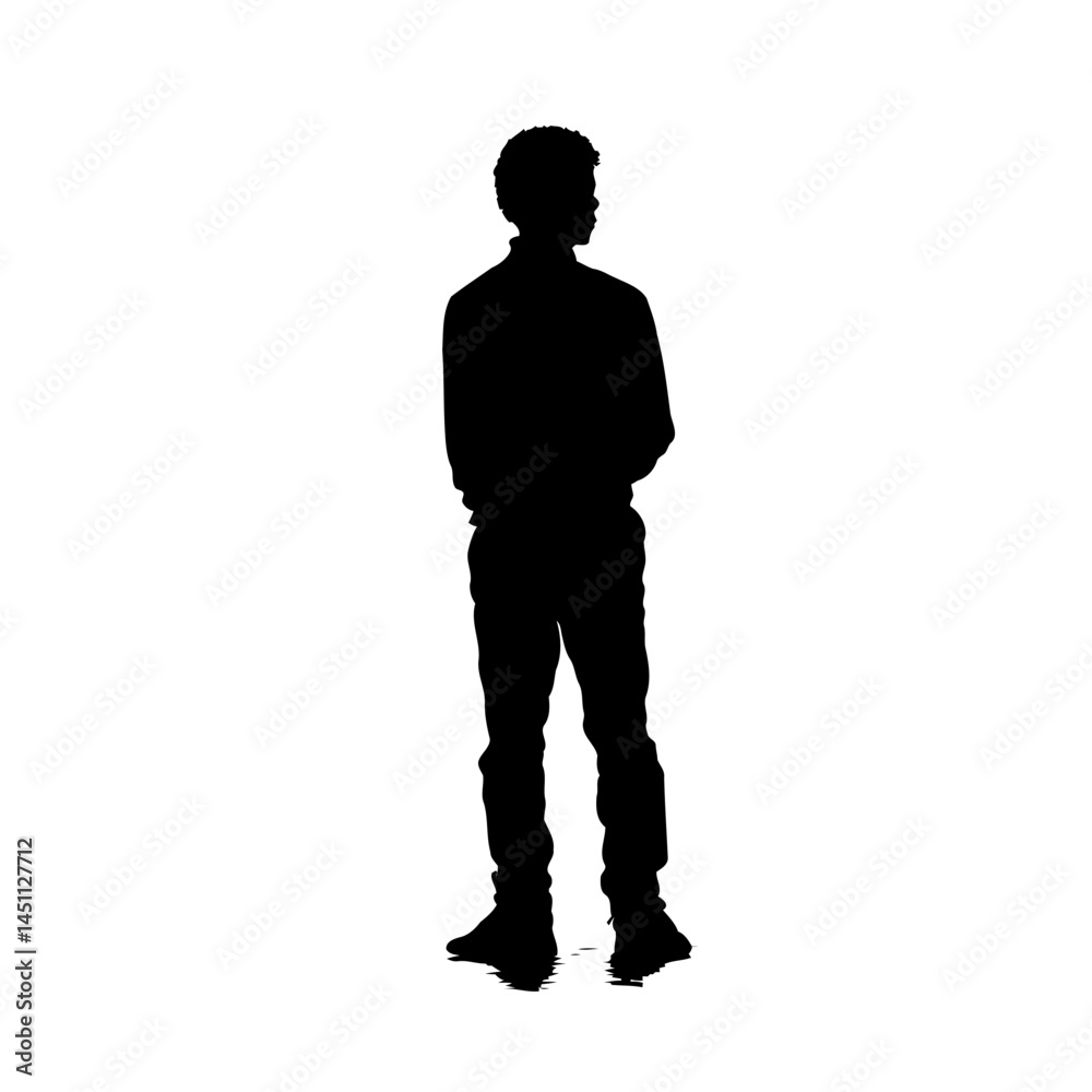 Solid black silhouette of a man standing, vector EPS Solid black silhouette of a man standing, vector EPS