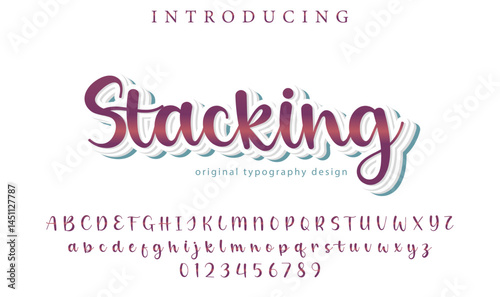 Stacking Font Stylish brush painted an uppercase vector letters, alphabet, typeface