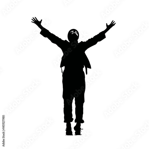 Solid black silhouette of a mime acting, vector EPS