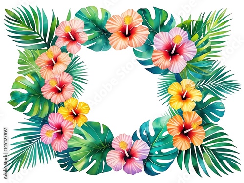 Top and Bottom Floral Banner for Tropical Design