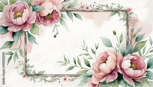 Dusty Rose Watercolor Border for Romantic Wedding Design