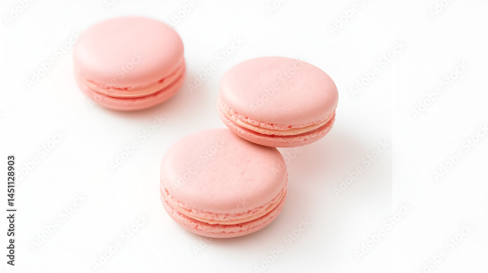 Obraz premium Histamine. Pink macarons are on white surface with white background