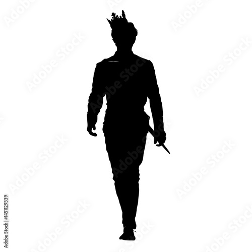 Solid black silhouette of a prince charming, vector EPS