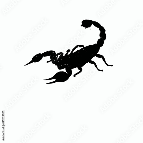 Solid black silhouette of a scorpion poised, vector EPS