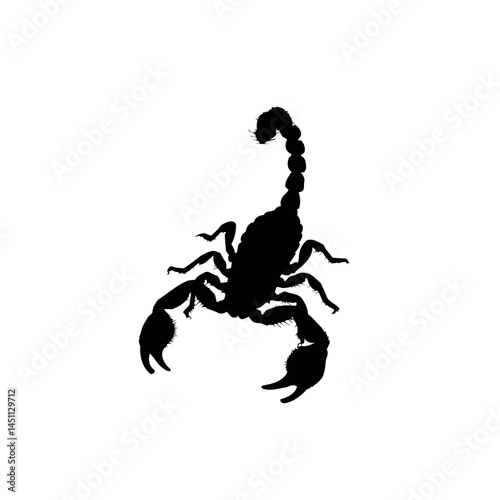 Solid black silhouette of a scorpion poised, vector EPS