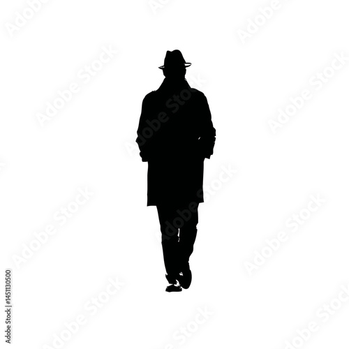 Solid black silhouette of a spy stealthy, vector EPS
