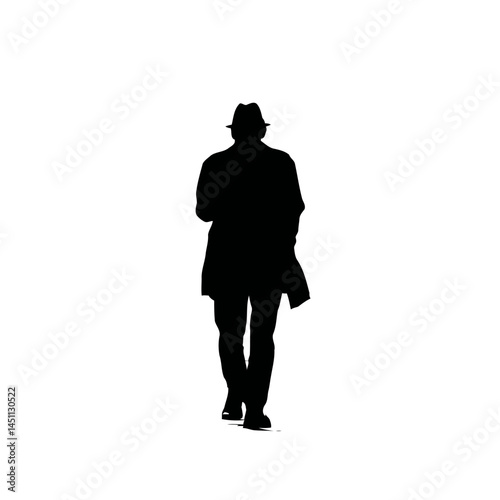 Solid black silhouette of a spy stealthy, vector EPS