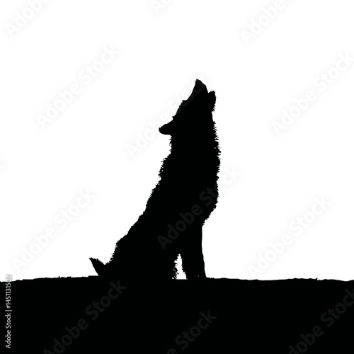 Solid black silhouette of a werewolf howling, vector EPS