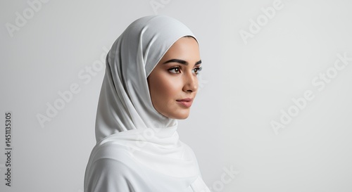 Wallpaper Mural Elegant Portrait of a Woman in a White Hijab Torontodigital.ca