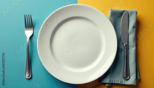 Empty plate with clock, signifying time-restricted eating, willpower, time