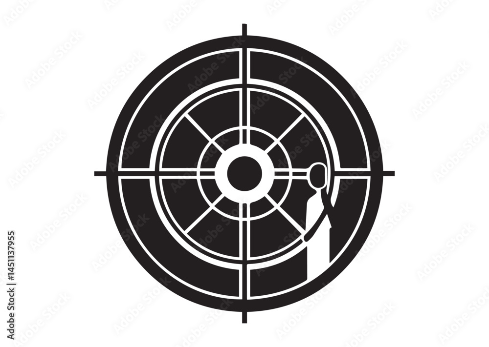 Target and aim icon, Target silhouette vector Target and aim icon, Target silhouette vector
