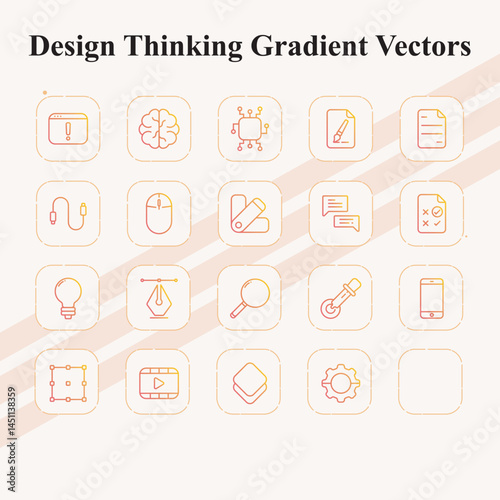 Design Thinking Icons Set for Ideas and Innovation
