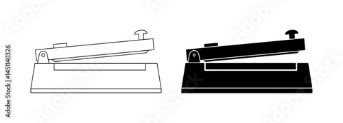 outline silhouette Heat sealer icon set