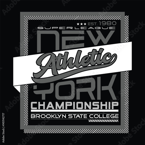 Athletic vector typography design featuring New York City and Brooklyn with bold sports styling, dynamic slogans, and motivational words that represent strength, discipline, and winning mindset.
