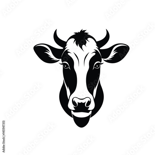 Holstein Friesian Head Silhouette on white backgroundHolstein Friesian Head Silhouette on white background