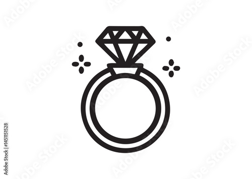 Diamond studded engagement ring icon, Diamond studded engagement ring silhouette vector