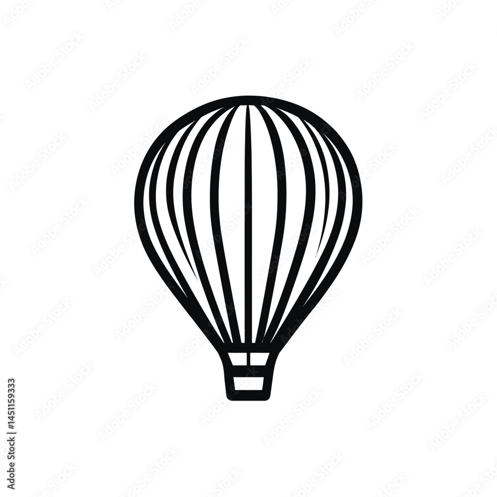 Fototapeta premium Simple Black Hot Air Balloon Icon Outline on Transparent Background