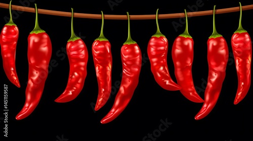 Professional Red Pepper Drying Technique - Fresh Vegetables Hanging on String in ISO Setting