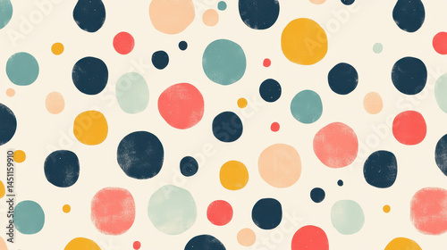 Abstract Polka Dot Pattern with Multicolored Circles in Soft Pastel and Bold Shades on Light Background for Creative Design and Decoration