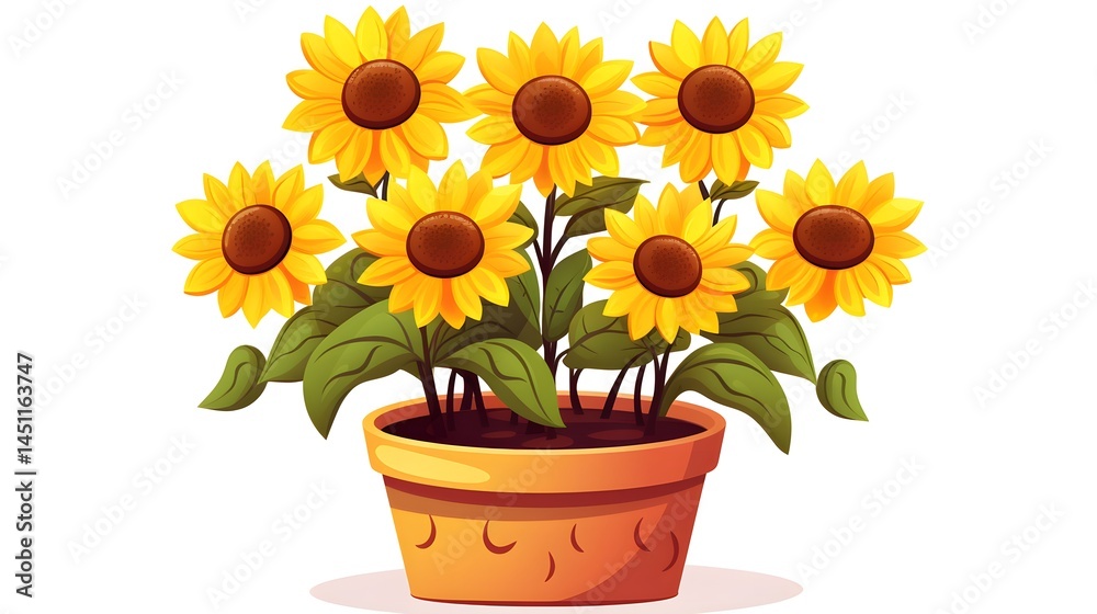 Obraz premium Professional Sunflower Cartoon Vector Illustration for Diverse Design Projects