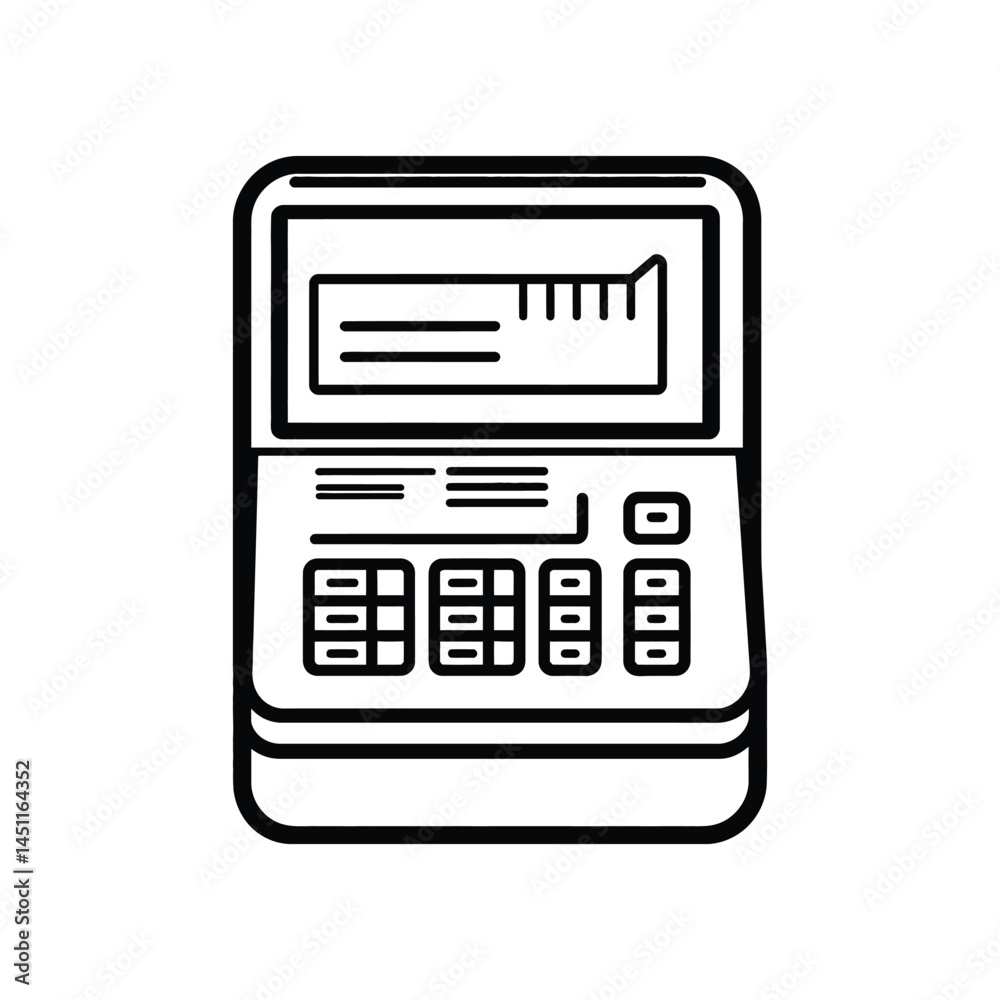 Simple Line Art Calculator with Button Interface on Transparent BG Simple Line Art Calculator with Button Interface on Transparent BG
