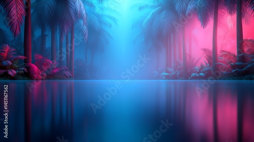 Enchanted Twilight Fantasy Landscape with Pink and Blue Lighting