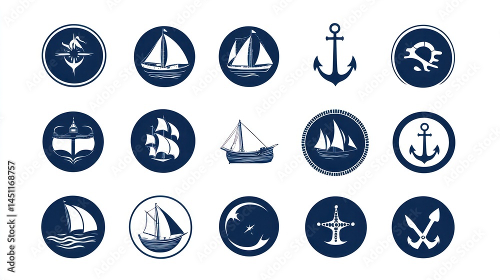 Nautical Icons Collection on White Nautical Icons Collection on White
