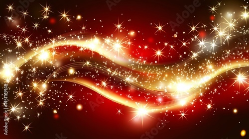 Sparkling Gold Stars on Red Background Graphic Design red and gold background