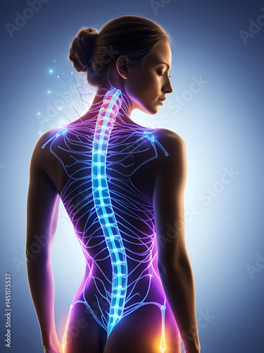 Illustration of fibromyalgia  visualizing chronic pain as glowing points across the body