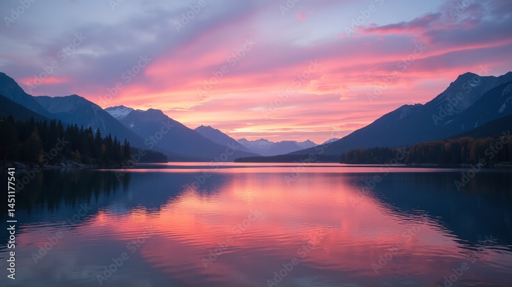 Obraz premium Peaceful Pond: Nature's Mirror at Dusk