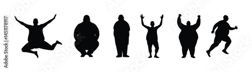 fat man silhouette, overweight man, man silhouette, vector illustration.