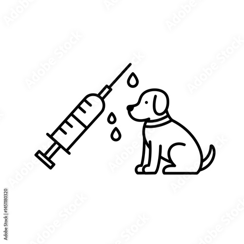 Dog receiving vaccination with syringe in a veterinary setting  