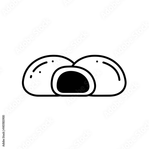 Sweet rice dough dessert mochi  in a minimalist style on a white background  