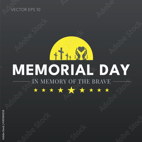 Memorial Day tribute with sun heart hands and crosses on dark background