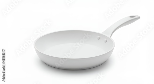 White frying pan against white background