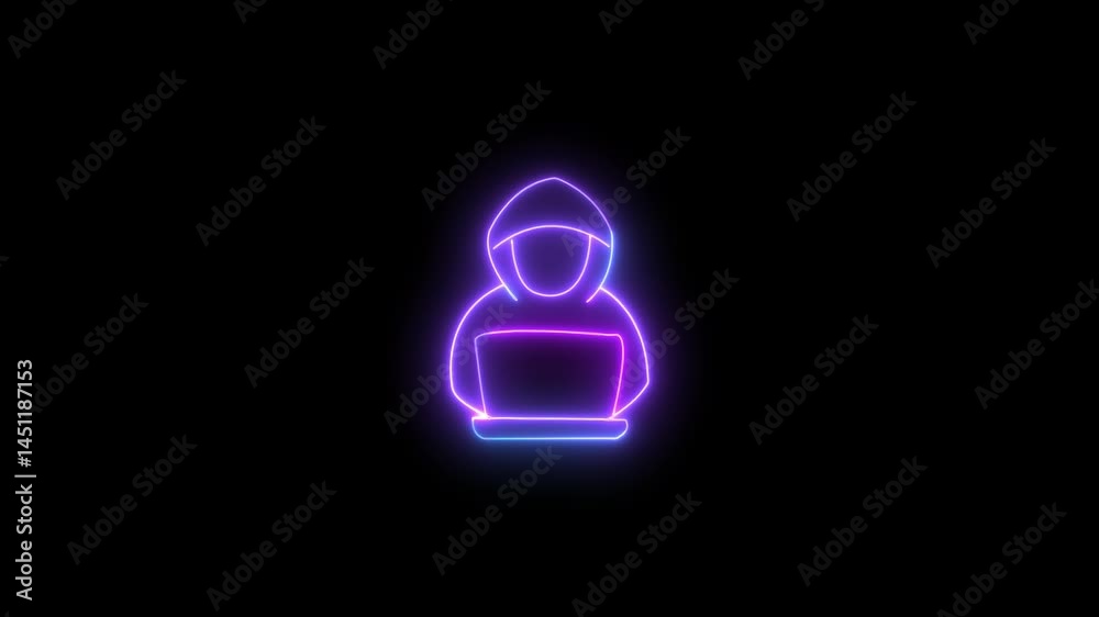 Glowing neon Hacker icon background. HD video graphic animation icon. Glowing neon Hacker icon background. HD video graphic animation icon.