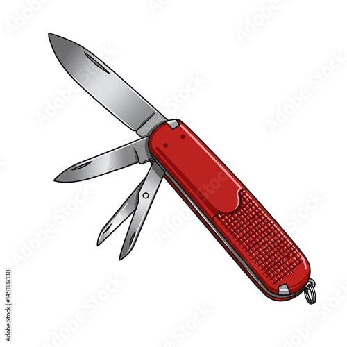 versatile red swiss army knife isolated on white background 