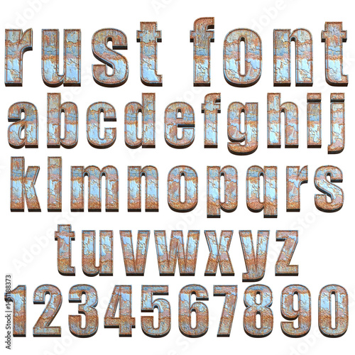Rust style alphabet design with grunge letter symbols