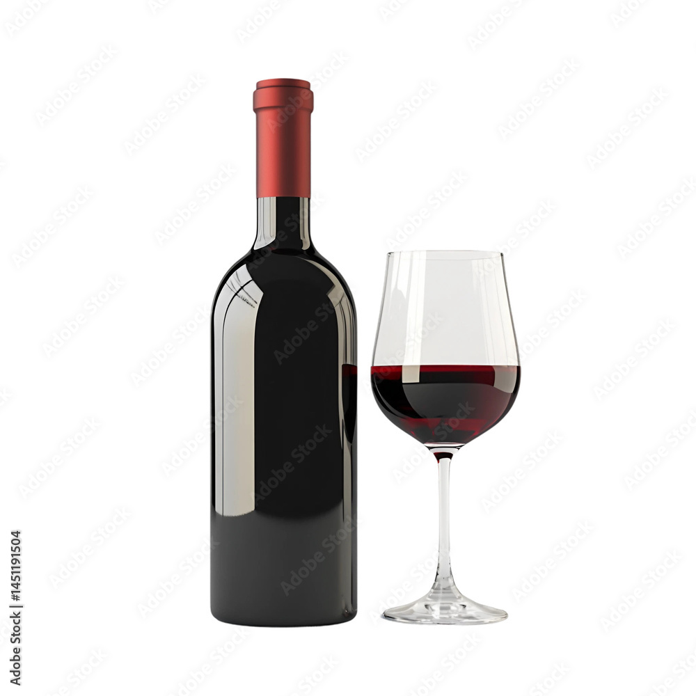 Red Wine Bottle and Glass Isolated on White and transparent Background.png Red Wine Bottle and Glass Isolated on White and transparent Background.png