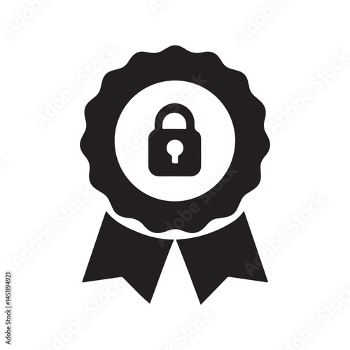 Security badge icon representing data protection and privacy with confidentiality assurance and trust symbol for safe transactions silhouette