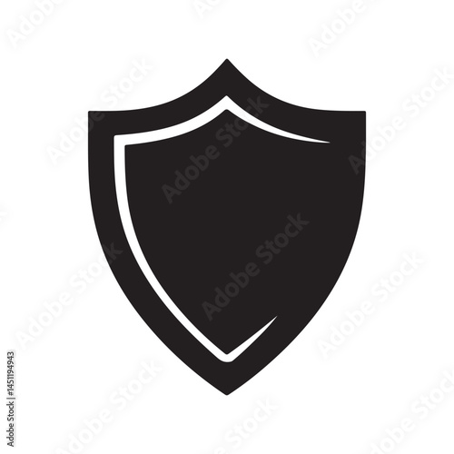 Black shield vector icon for protection security and safety symbol isolated on white background design element silhouette