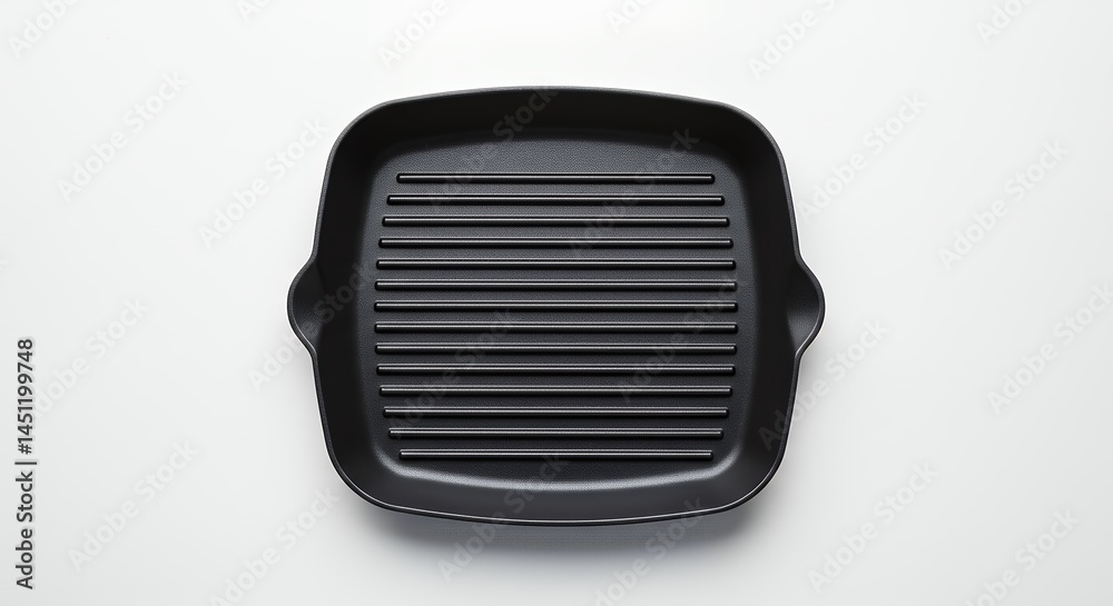 Empty black square griddle top view