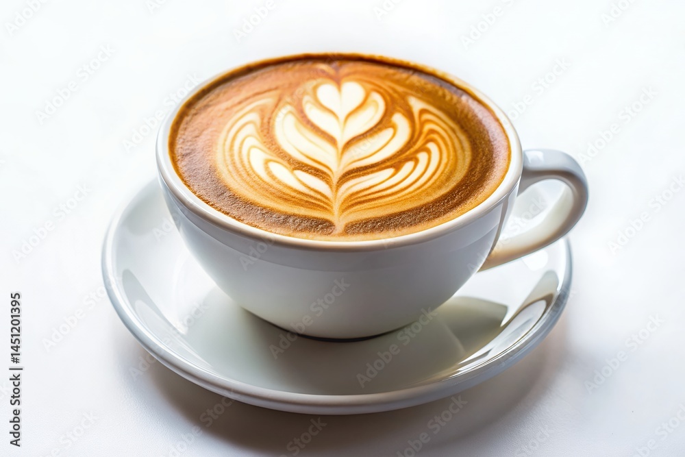 Perfect Latte Art A Frothy Cappuccino in a White Cup Perfect Latte Art A Frothy Cappuccino in a White Cup