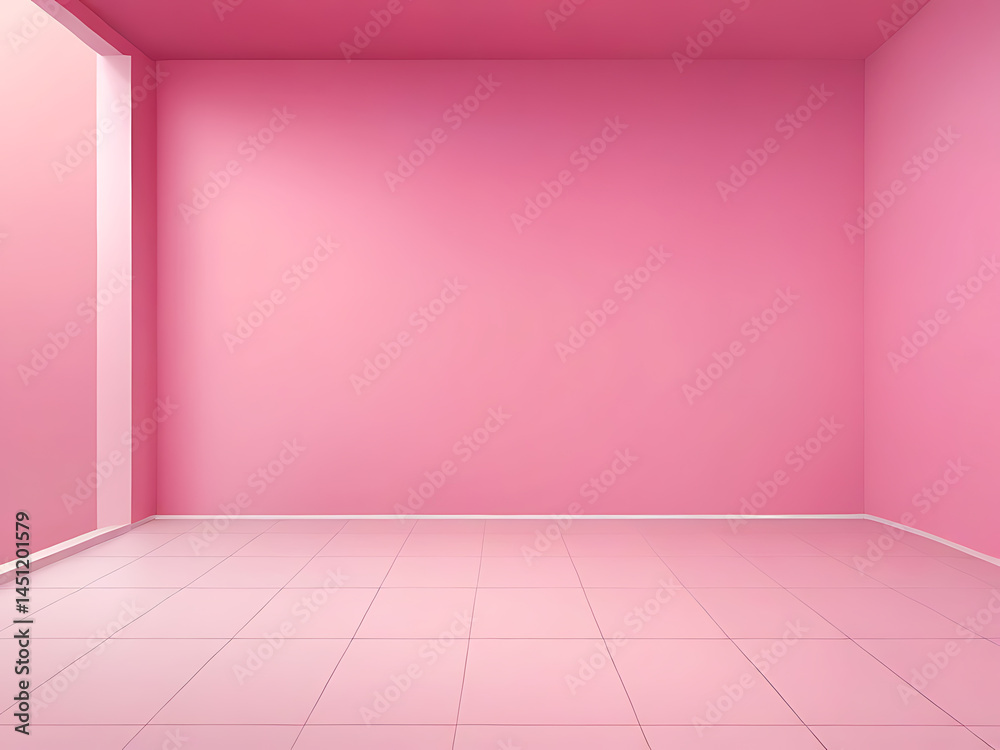 Empty red room interior with smooth pink walls and wooden floor background design ai Empty red room interior with smooth pink walls and wooden floor background design ai