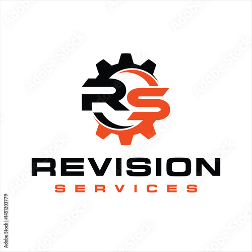Initial letter RS cogwheel gear monogram logo design Vector icon