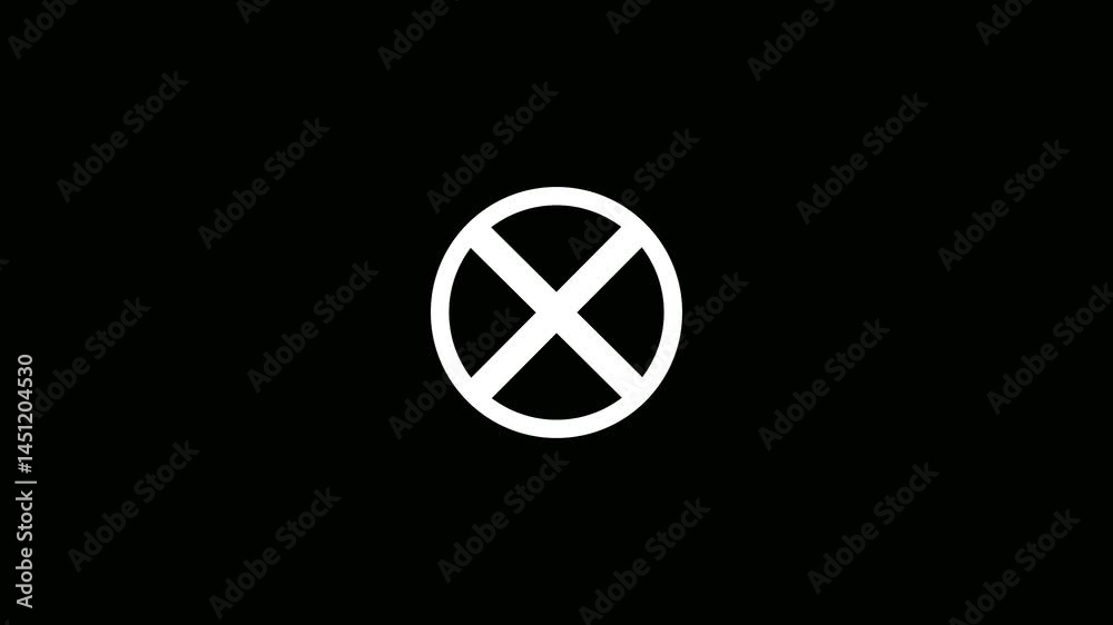 Animated Red X Cross Mark – Error Icon, Movement Prohibition, and Location Designation. Red cross mark symbol appear and blink animation on black background. Animated Red X Cross Mark – Error Icon, Movement Prohibition, and Location Designation. Red cross mark symbol appear and blink animation on black background.
