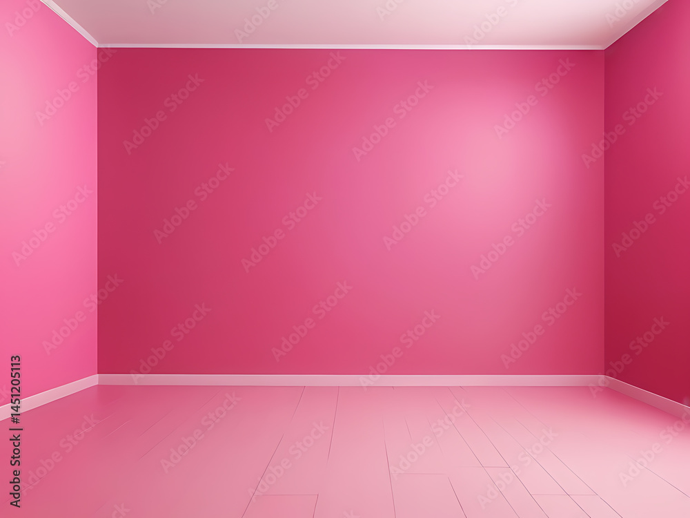 Empty red room interior with smooth pink walls and wooden floor background design ai Empty red room interior with smooth pink walls and wooden floor background design ai