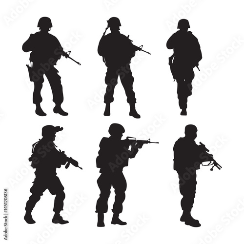 Soldier silhouette vector army military armed forces war combat troops infantry special forces black ops team