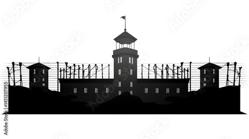 Wallpaper Mural Professional Prison Black Building Silhouette Vector Web Sticker for Web Design Projects Torontodigital.ca